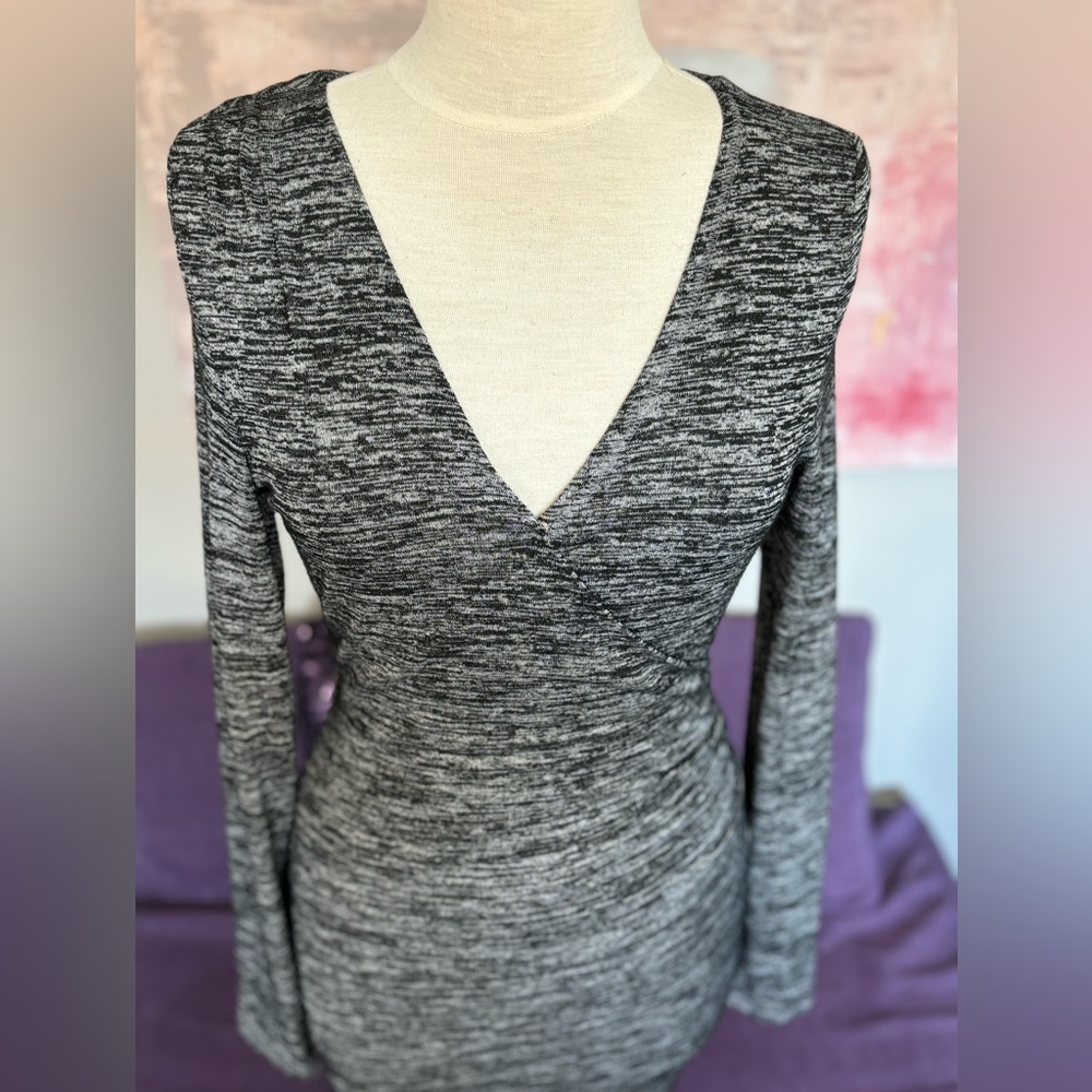 Guess by Marciano Rakel Long-Sleeve Wrap Dress‎ Two Tone Gray Size M - Picture 5 of 13